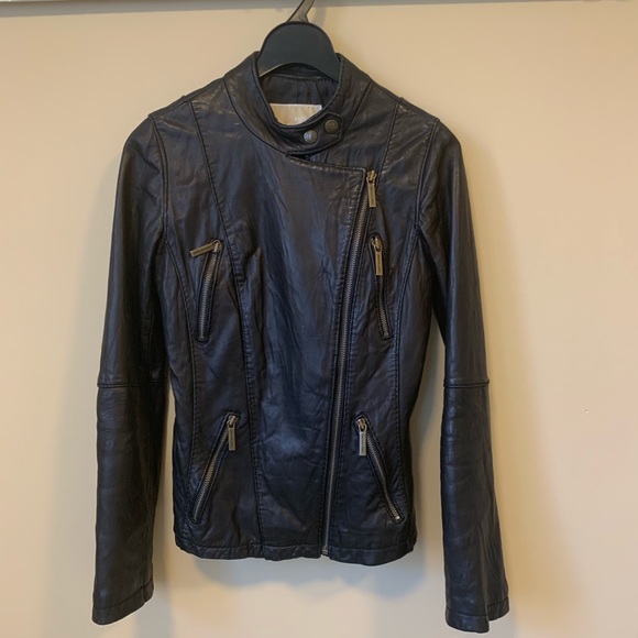 Michael Kors Black Motorcycle Biker Leather Jacket - Picture 2 of 8